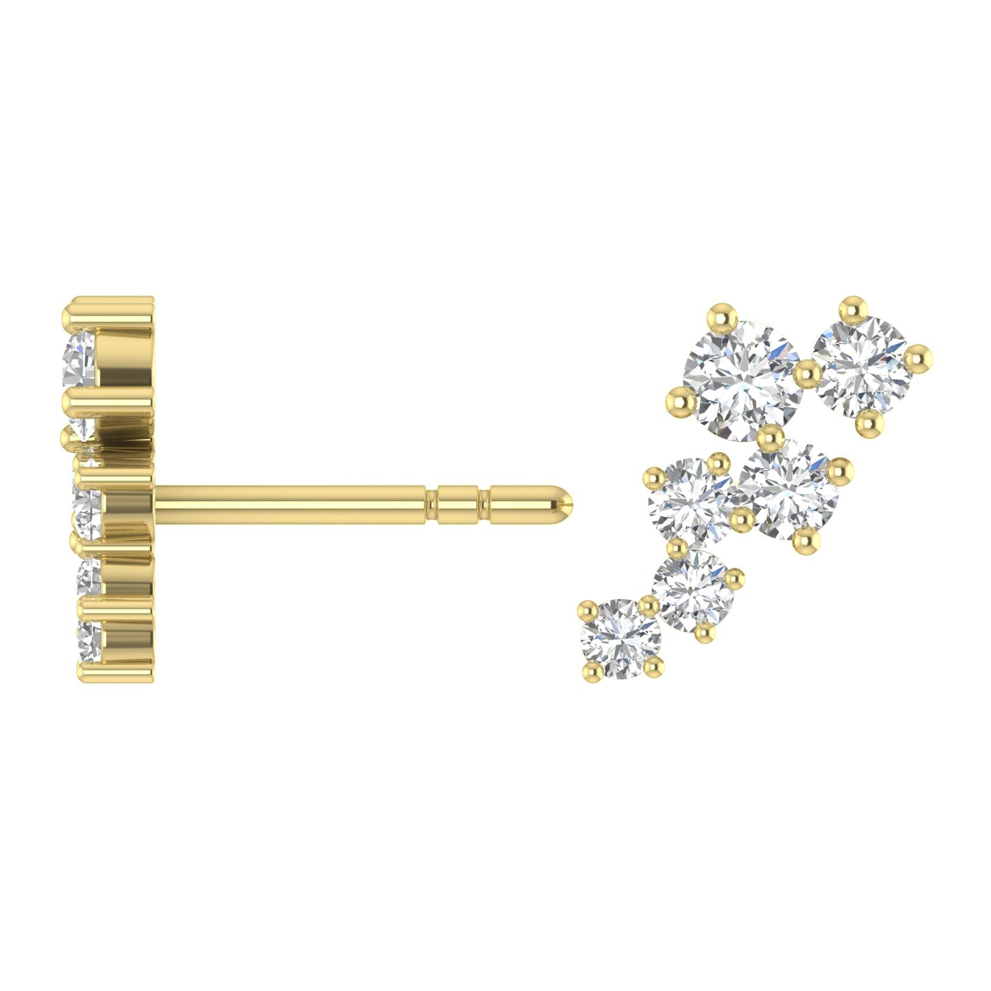 Round Lab Grown Diamond Climber Earrings