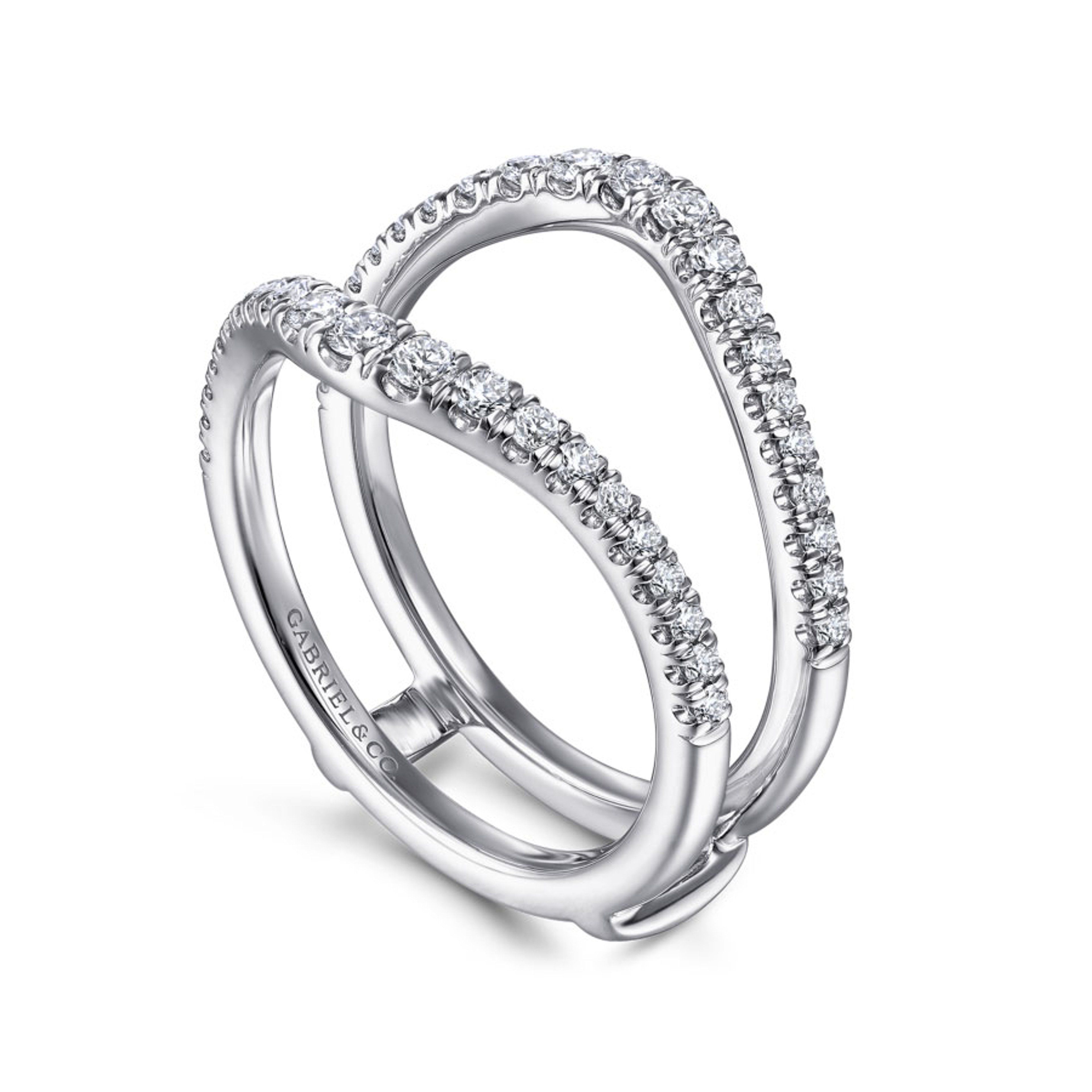 14K gold curved diamond ring enhancer
