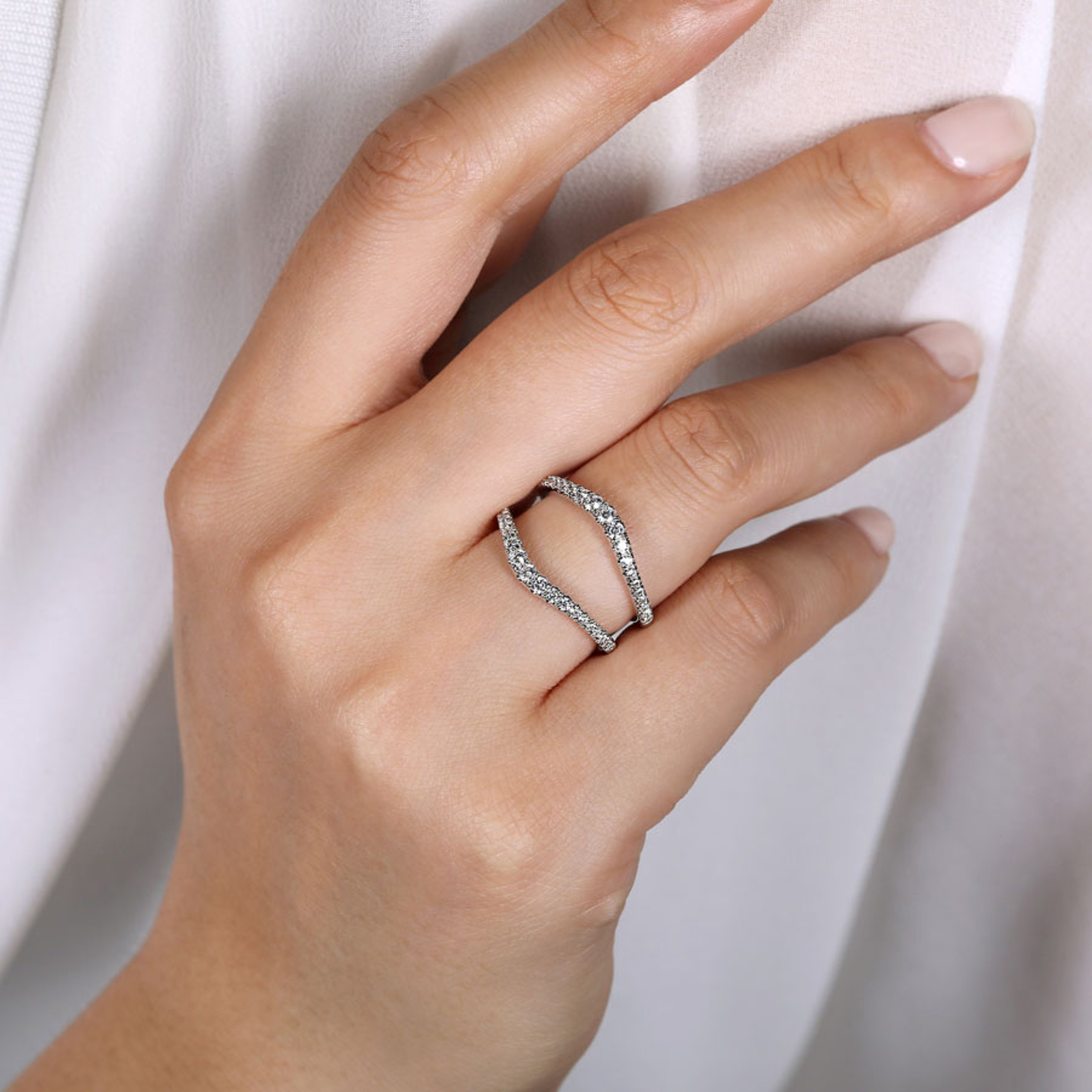 14K gold curved diamond ring enhancer