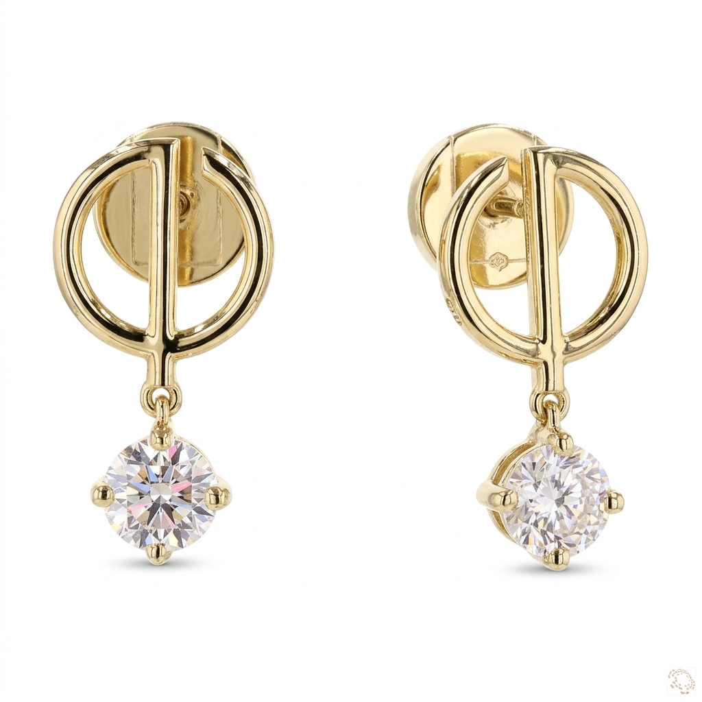 Circle Lab Grown Diamond Drop Earrings