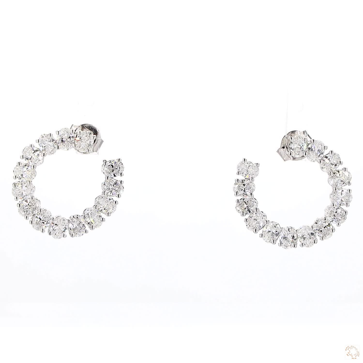 Oval Loop Lab Grown Diamond Hoop Earrings