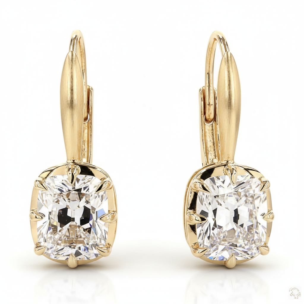 Old Miner Bezel Prong Lab Grown Diamond Drop Earrings