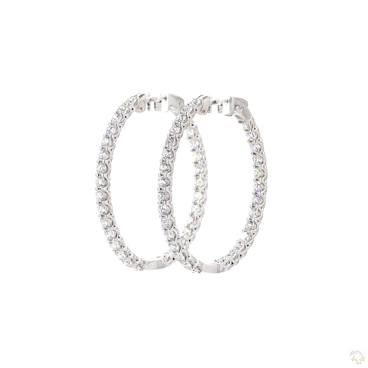 Oval Shape Inside Out Lab Grown Diamond Hoop Earrings