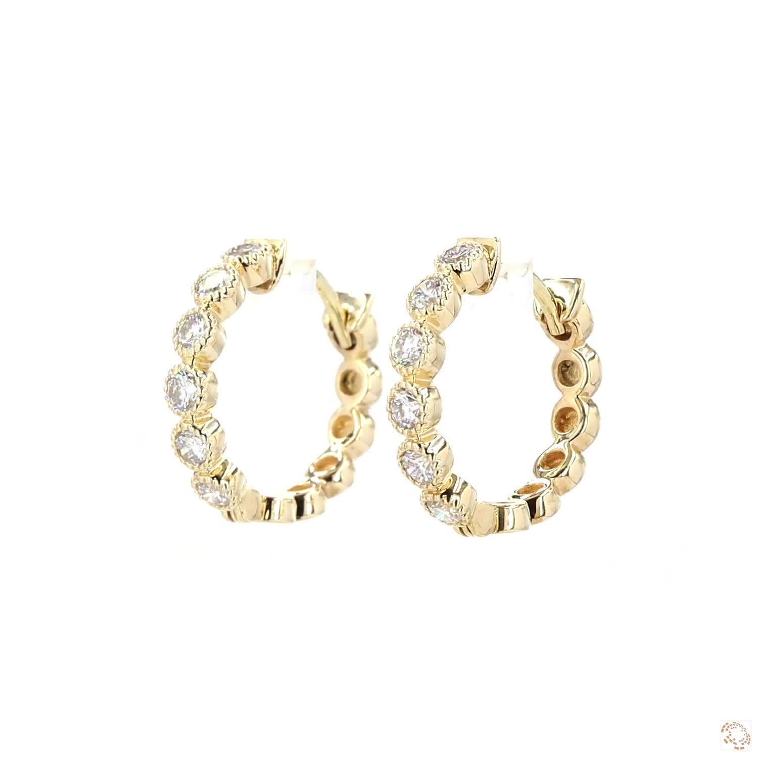 Round Bezel Lab Grown Diamond Hoop Earrings