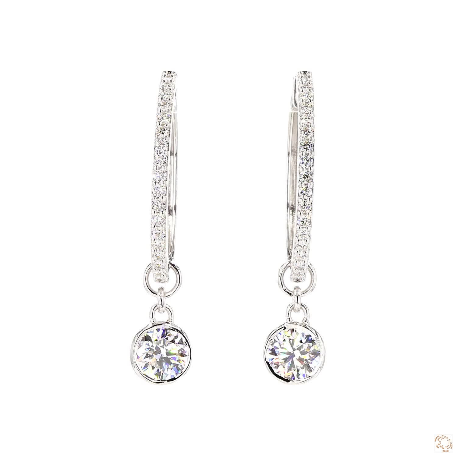 Round Bezel Lab Grown Diamond Huggie Earrings