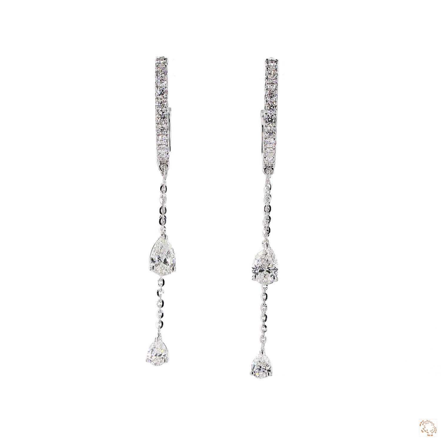 Pear Tear Lab Grown Diamond Huggie Earrings