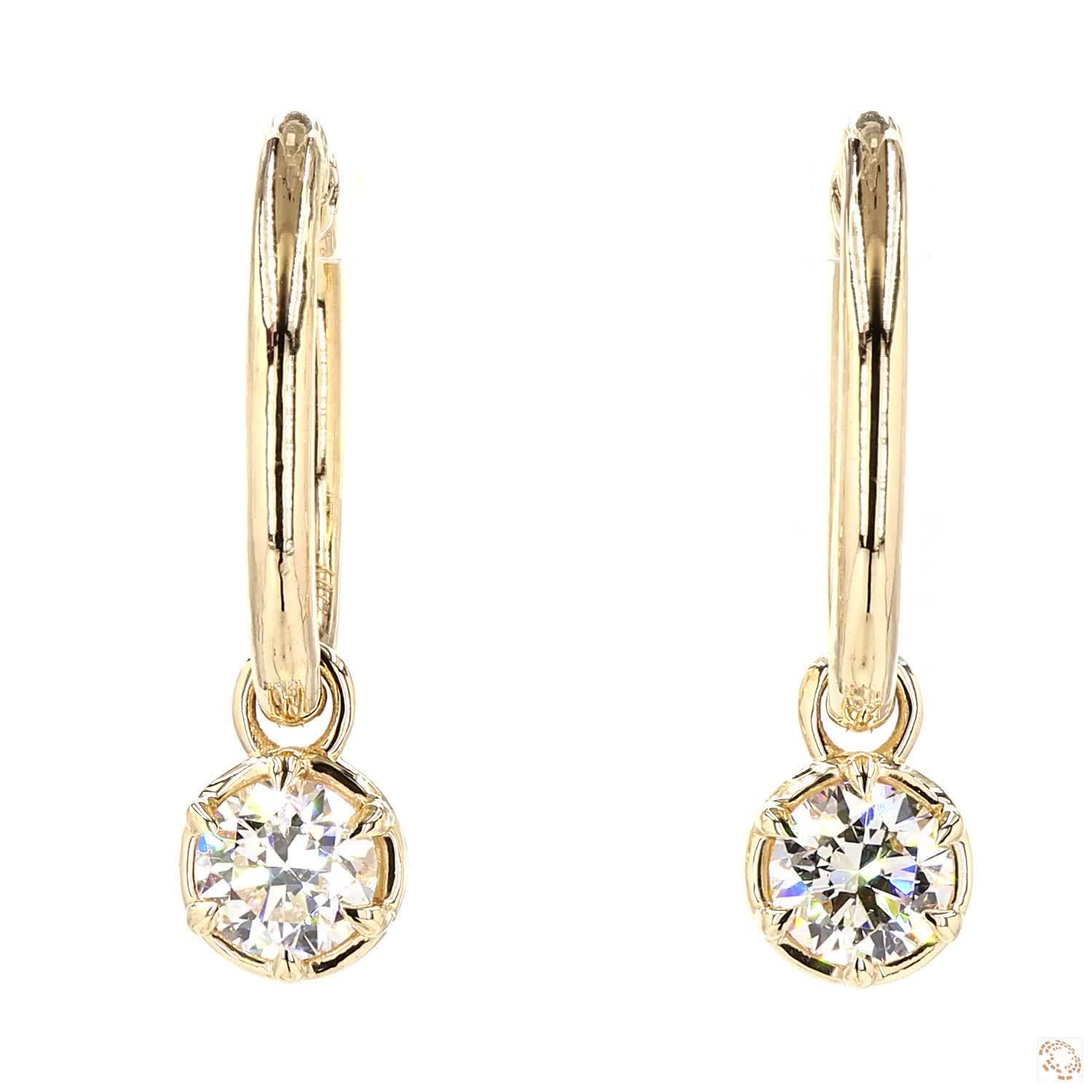 Round Prong Bezel Lab Grown Diamond Huggie Earrings