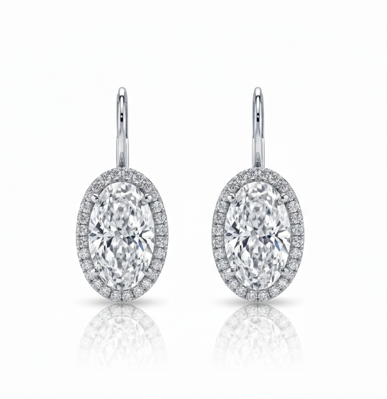 Moval Halo Lab Grown Diamond Drop Earrings