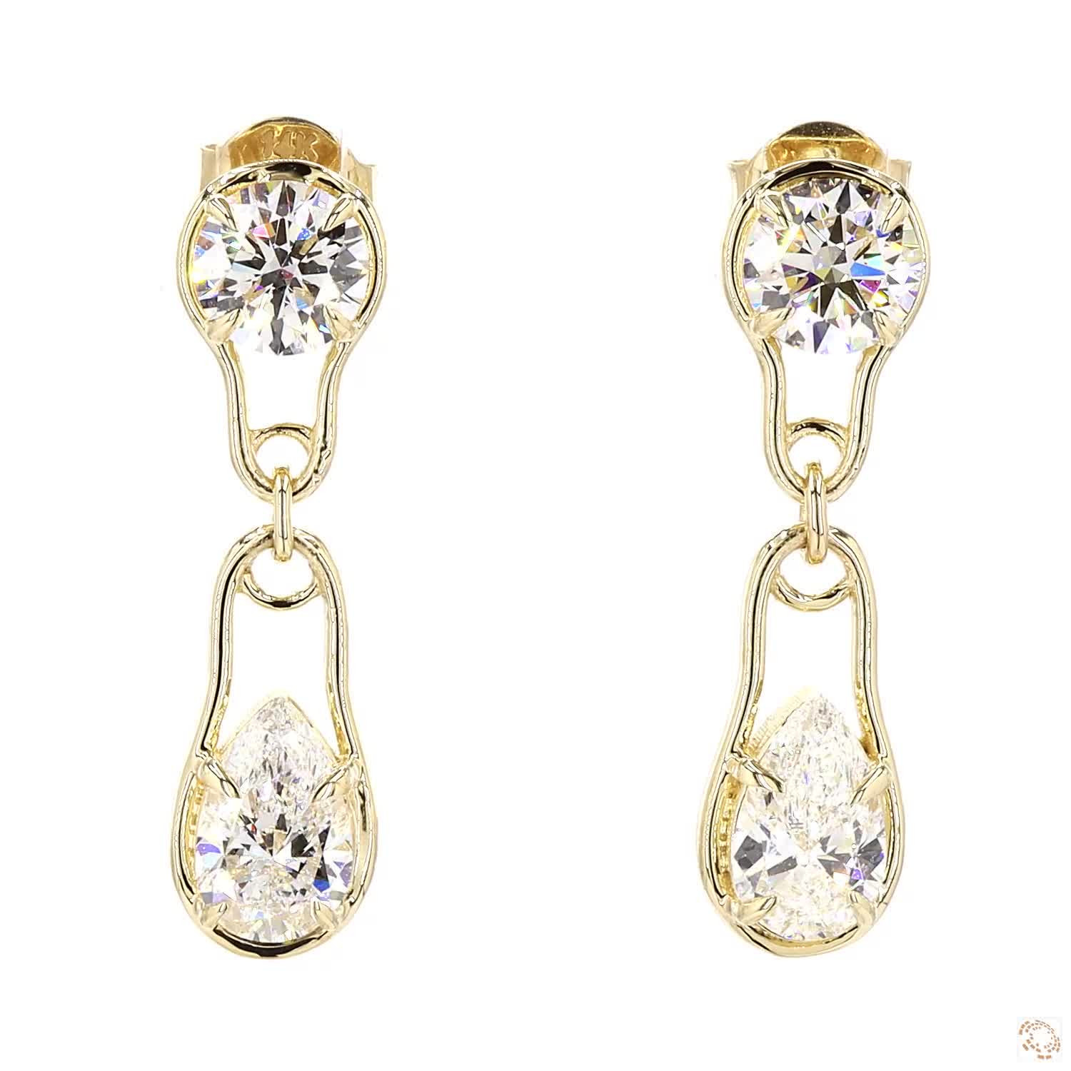 Pear Round Link Lab Grown Diamond Drop Earrings