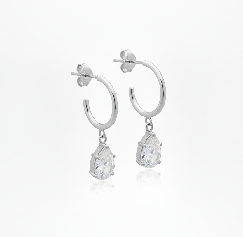 Arc Pear Lab Grown Diamond Hoop Earrings