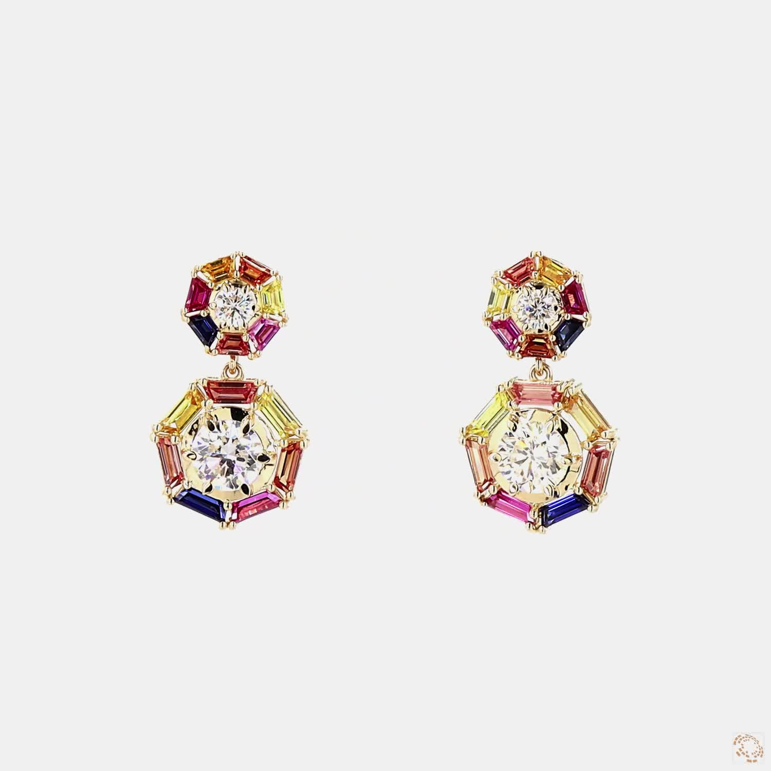 Rainbow Gemstone & Lab Grown Diamond Drop Earrings