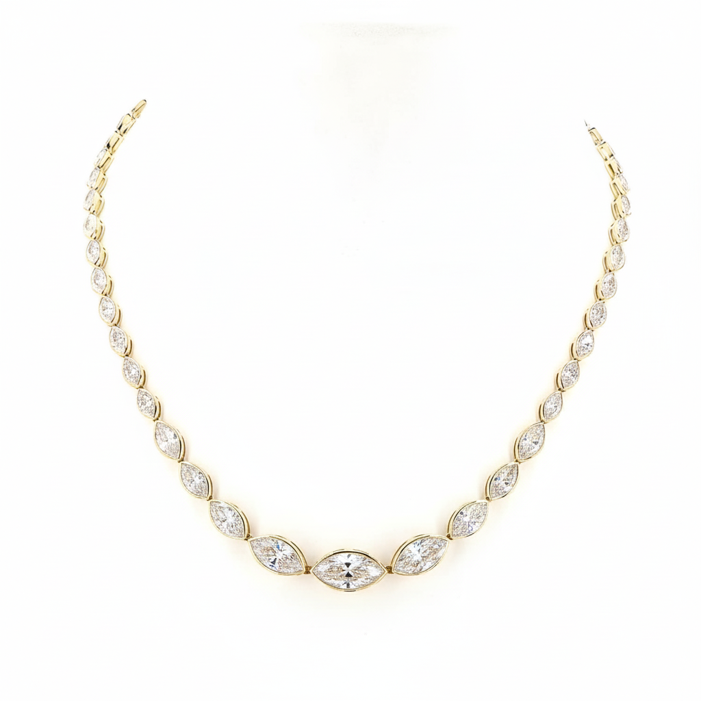 Graduating East West Marquise Lab Grown Diamond Graduated Necklace