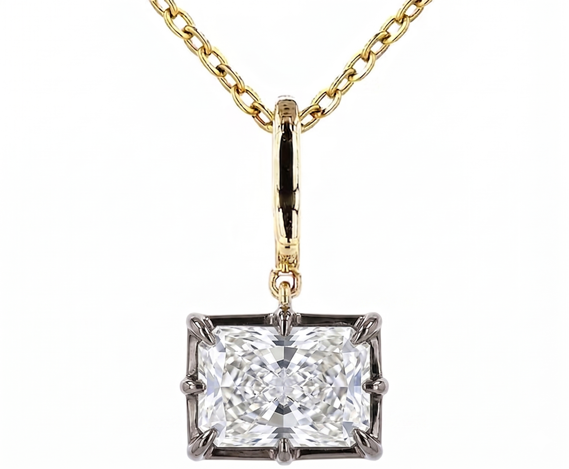 Georgian Radiant Lab Grown Diamond Charm Necklace