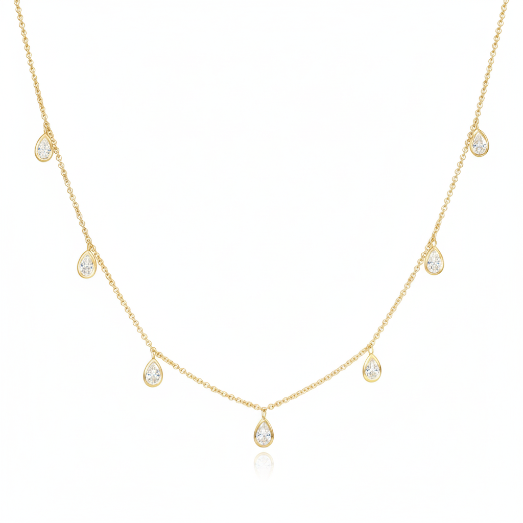 Pear Bezel Droplet Lab Grown Diamond Necklace