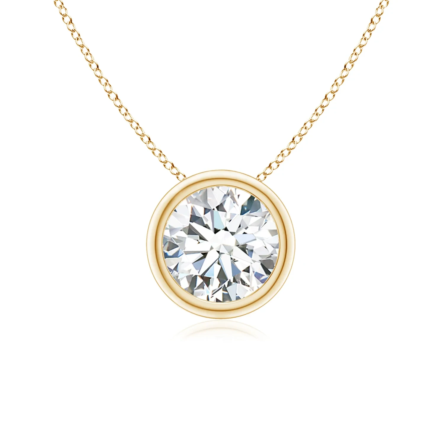 Round Bezel Lab Grown Diamond Pendant Necklace