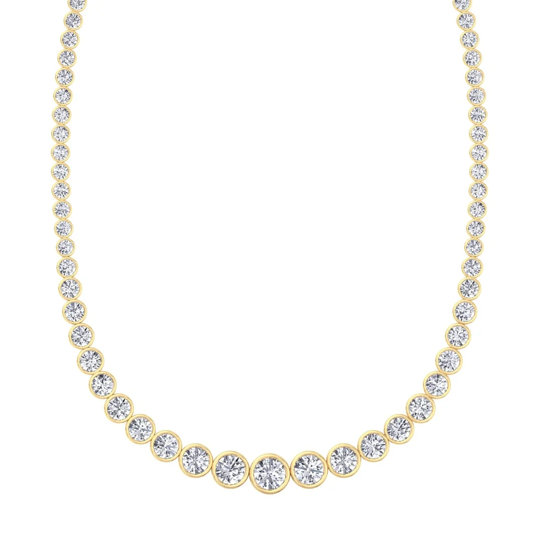 Round Bezel Graduated Lab Grown Diamond Necklace