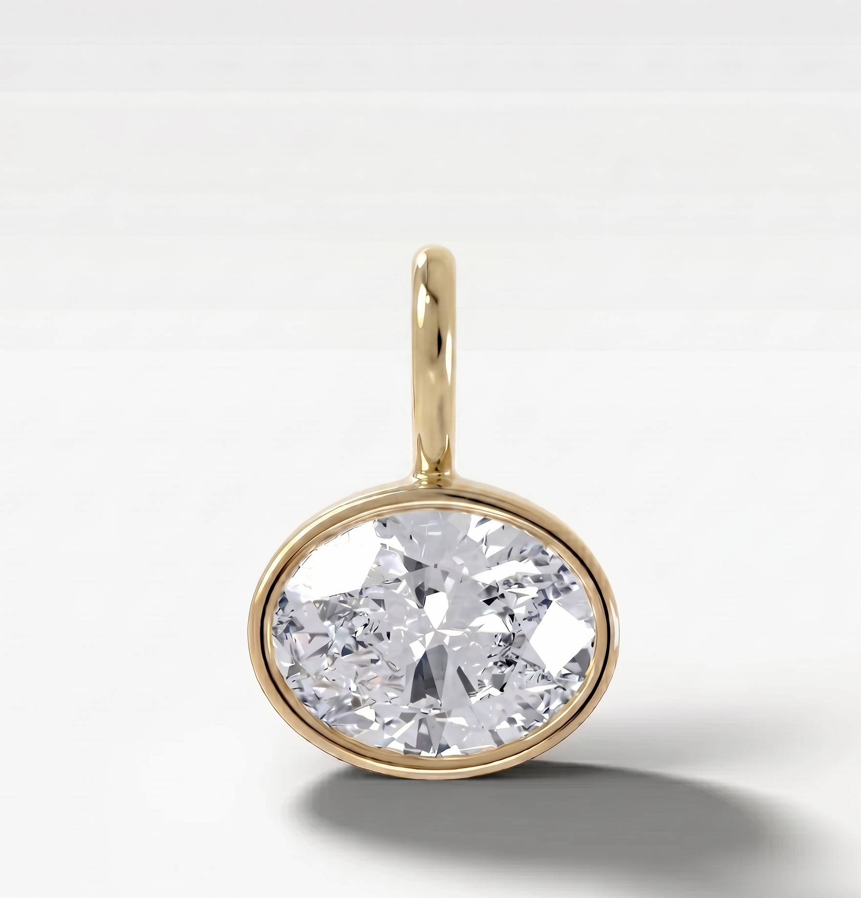 Oval Bezel Lab Grown Diamond Charm Necklace