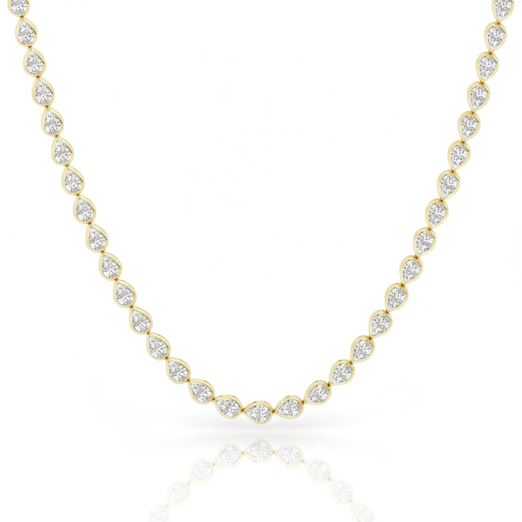 Pear Bezel East West Lab Grown Diamond Necklace