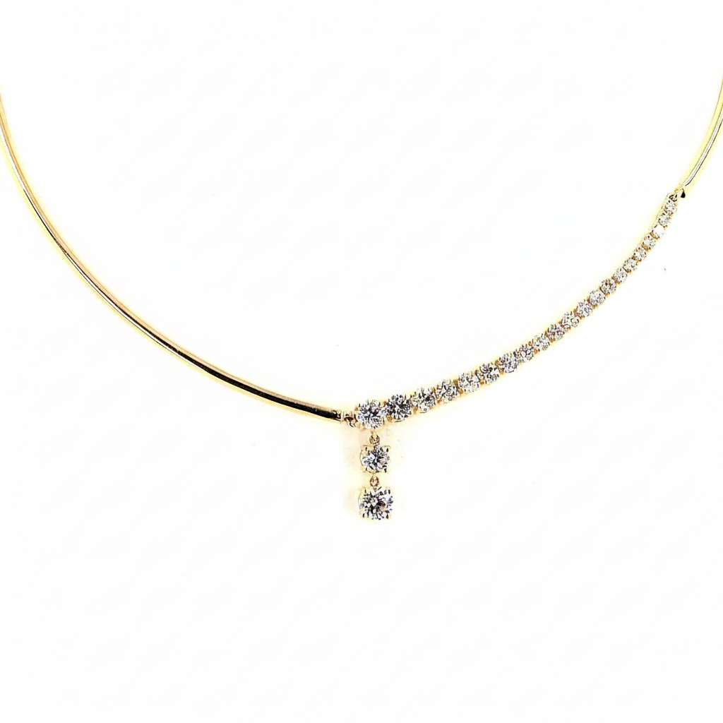Asymmetrical Omega Lab Grown Diamond Chain Necklace
