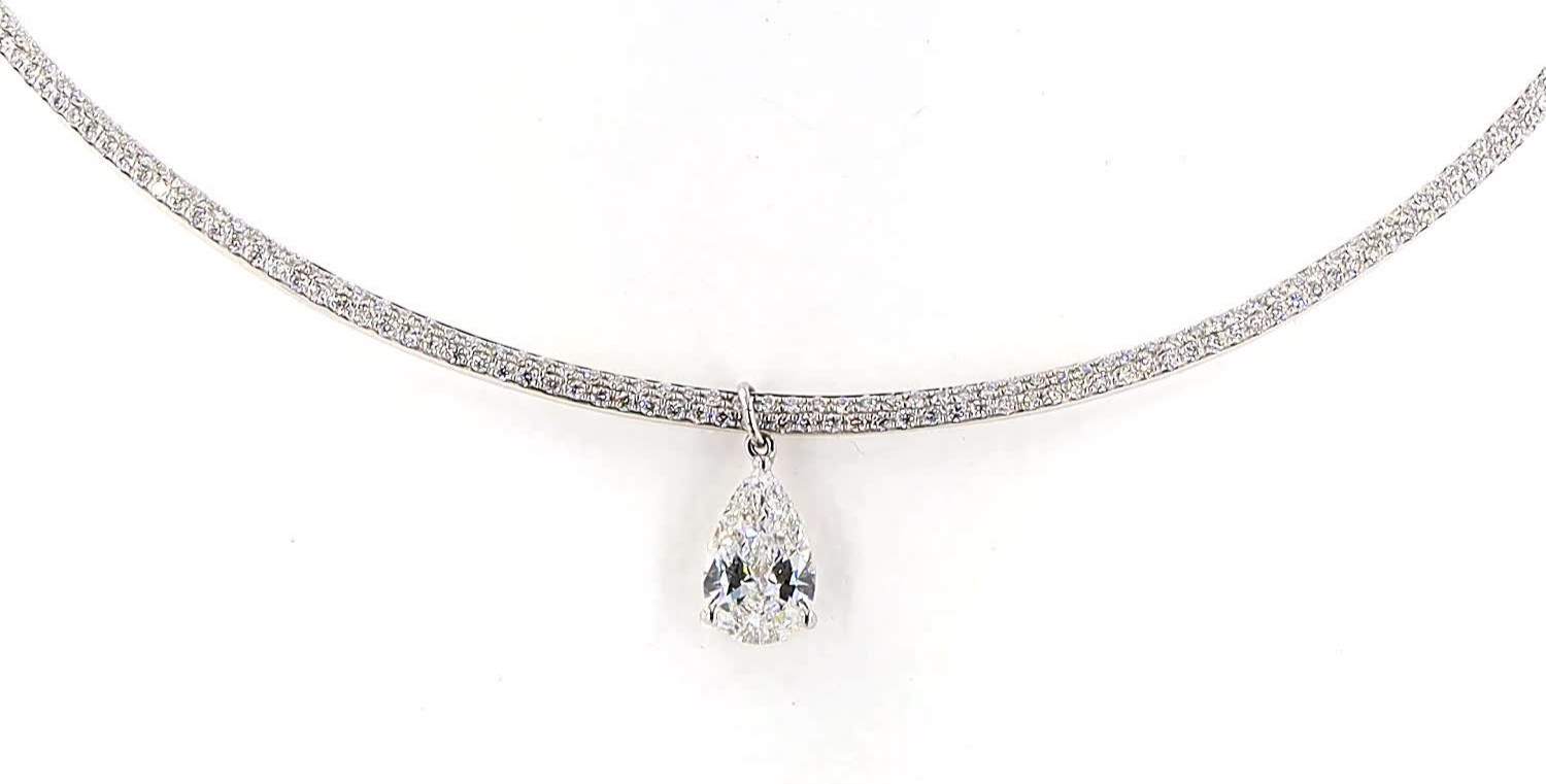 Pave Omega Lab Grown Diamond Pendant Necklace