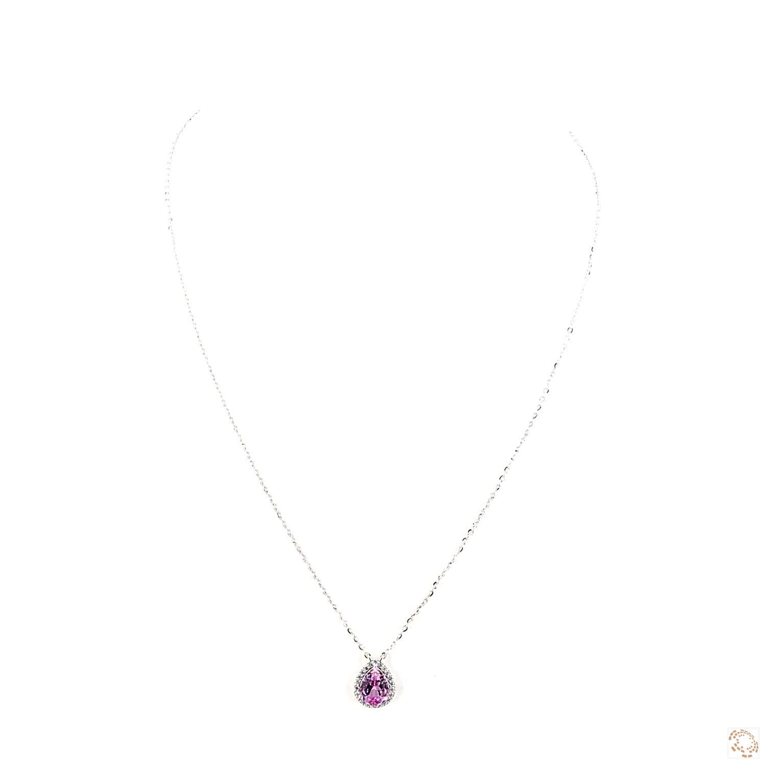Pear Halo Morganite Lab Grown Diamond Charm Necklace