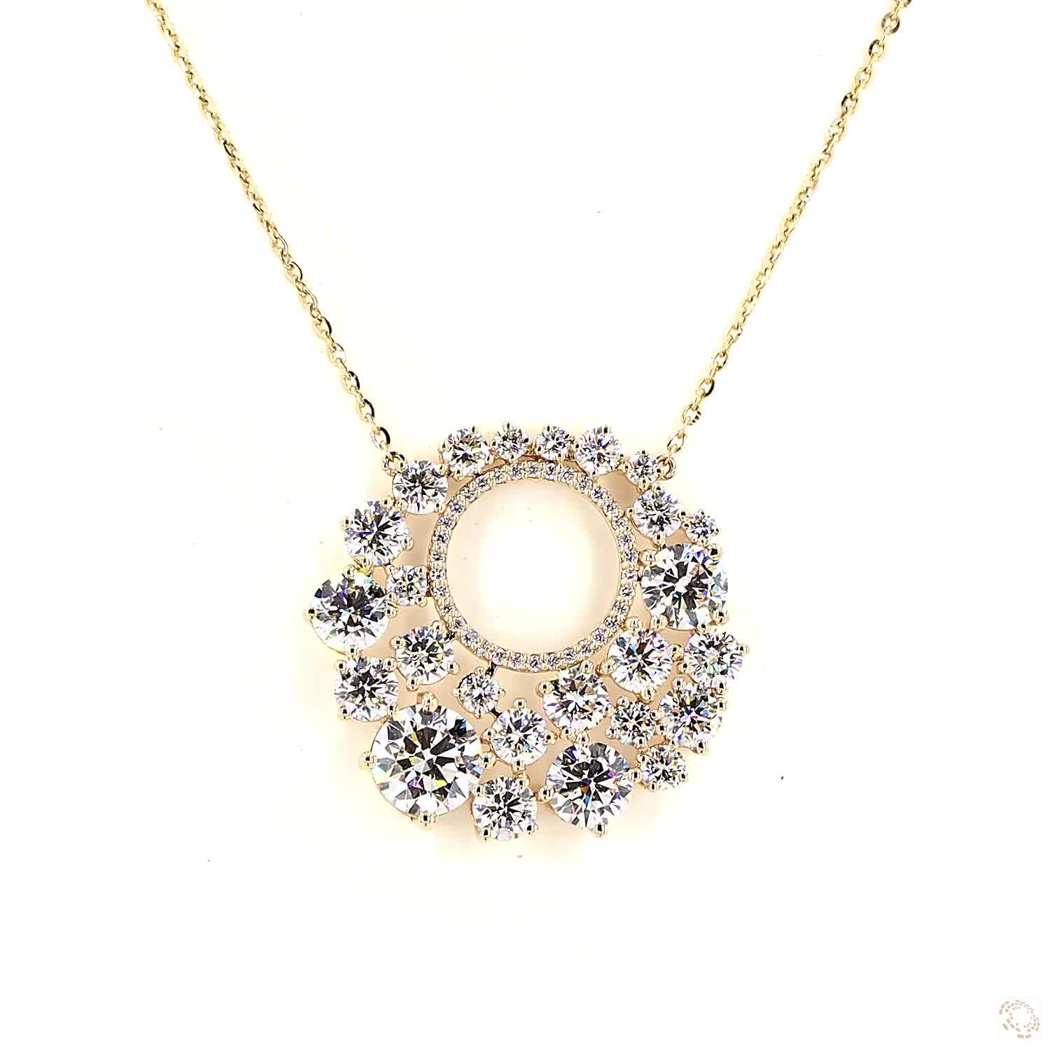 Graduated Circle Lab Grown Diamond Pendant Necklace