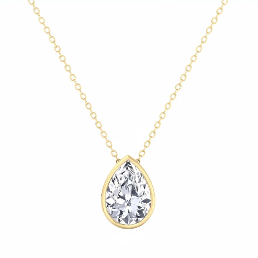 Pear Bezel Lab Grown Diamond Pendant Necklace