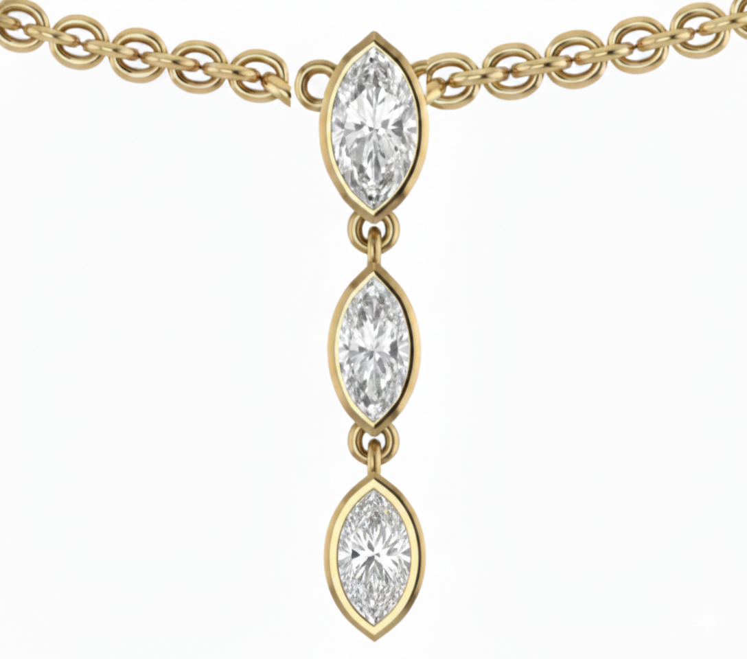 Marquise Bezel Drop Lab Grown Diamond Pendant Necklace