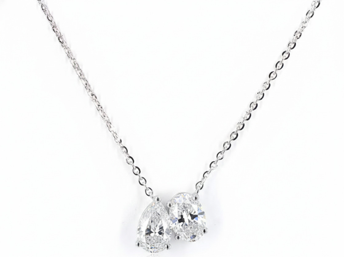 Toi et Moi Pear & Oval Lab Grown Diamond Pendant Necklace