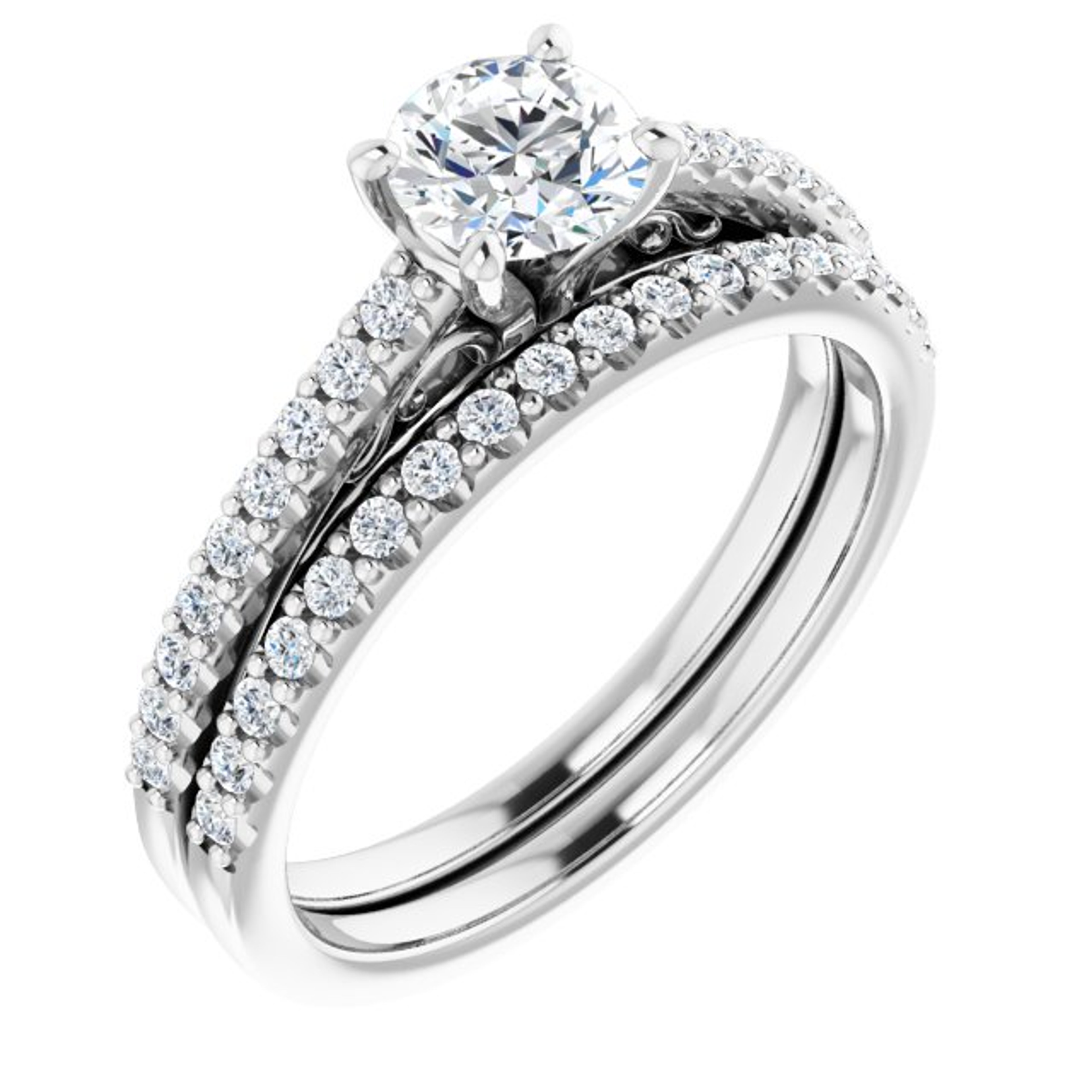 straight pave diamond wedding ring