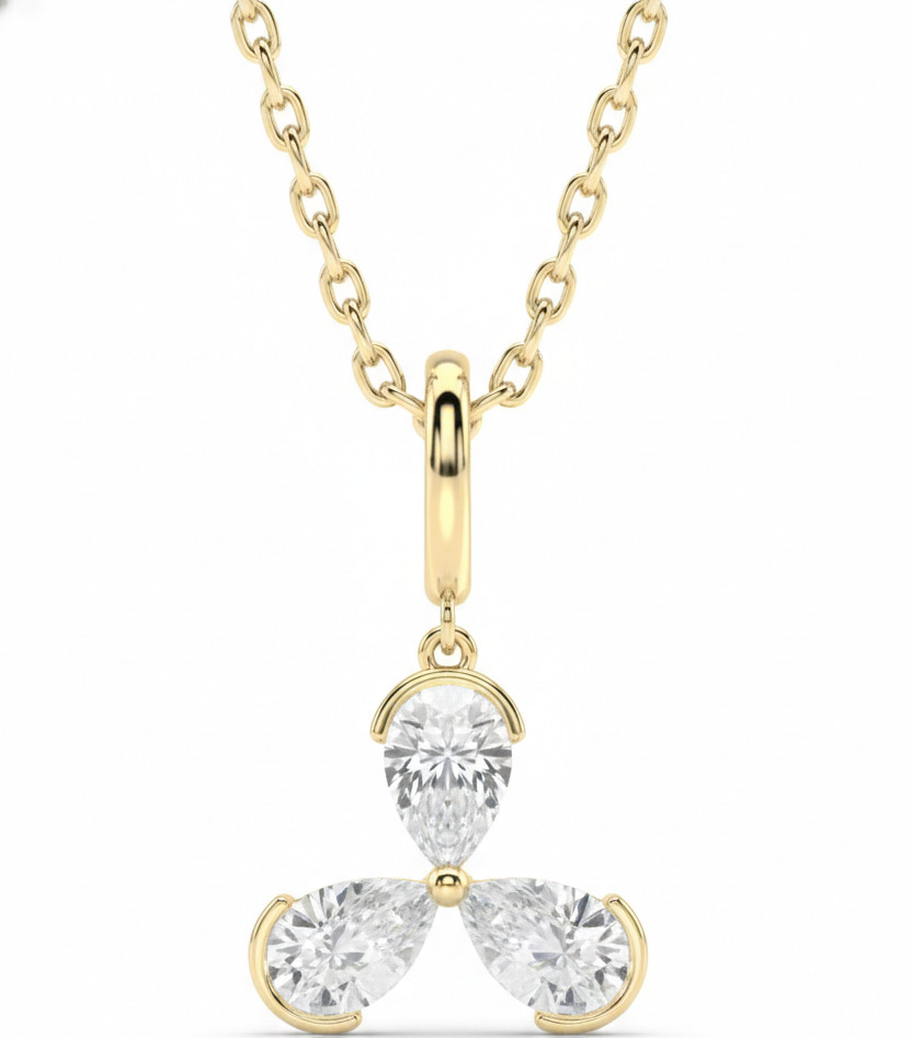 Three Petal Half Bezel Lab Grown Diamond Necklace