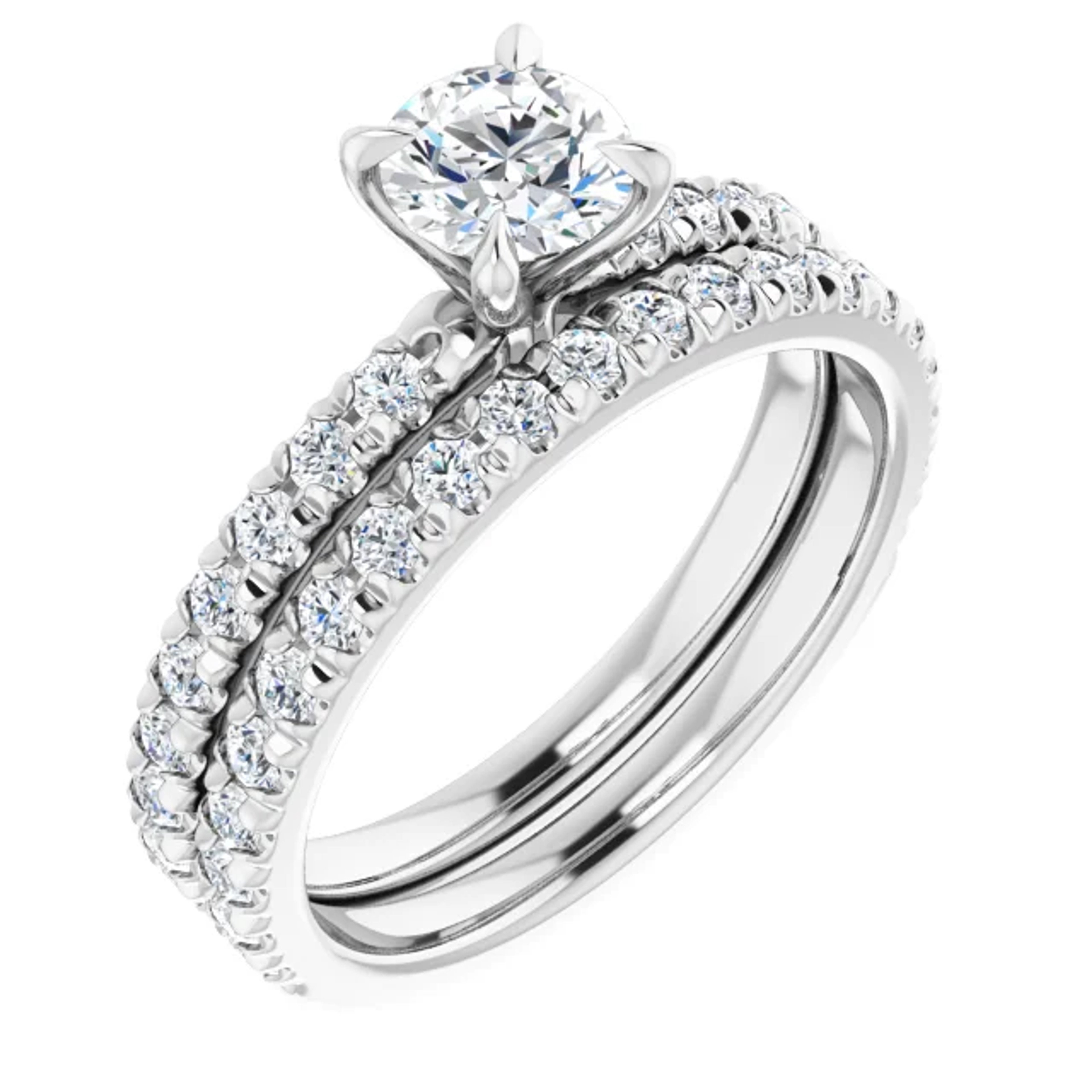 french-set pave diamond wedding ring