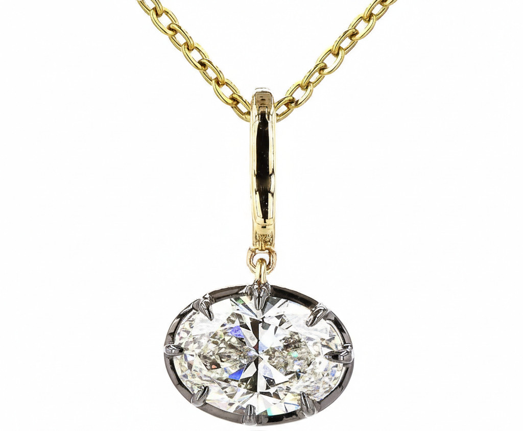 Georgian Oval Lab Grown Diamond Charm Necklace