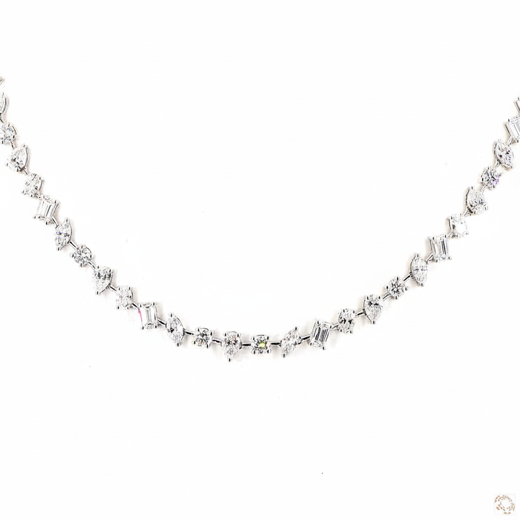 Multi-Shape Tilted Lab Grown Diamond Necklace