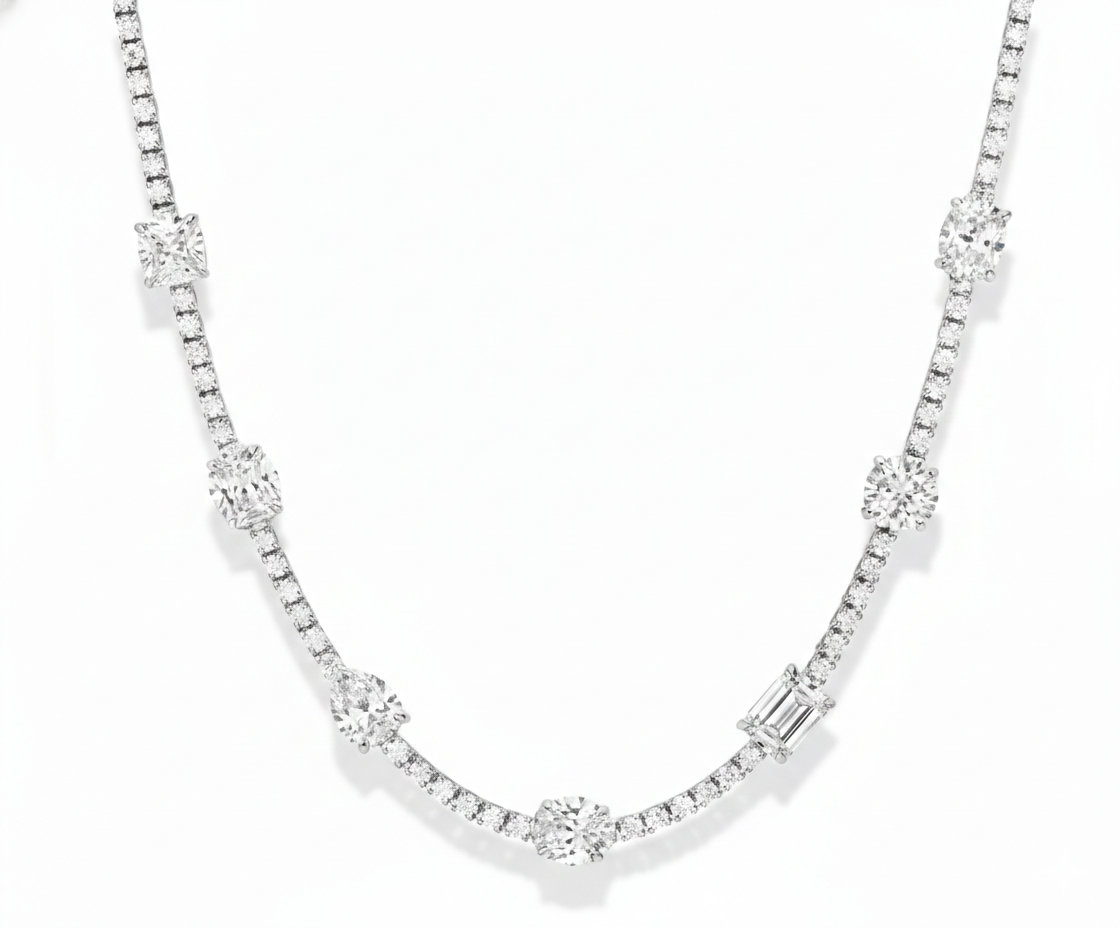 Multi-Shape Station Lab Grown Diamond Necklace