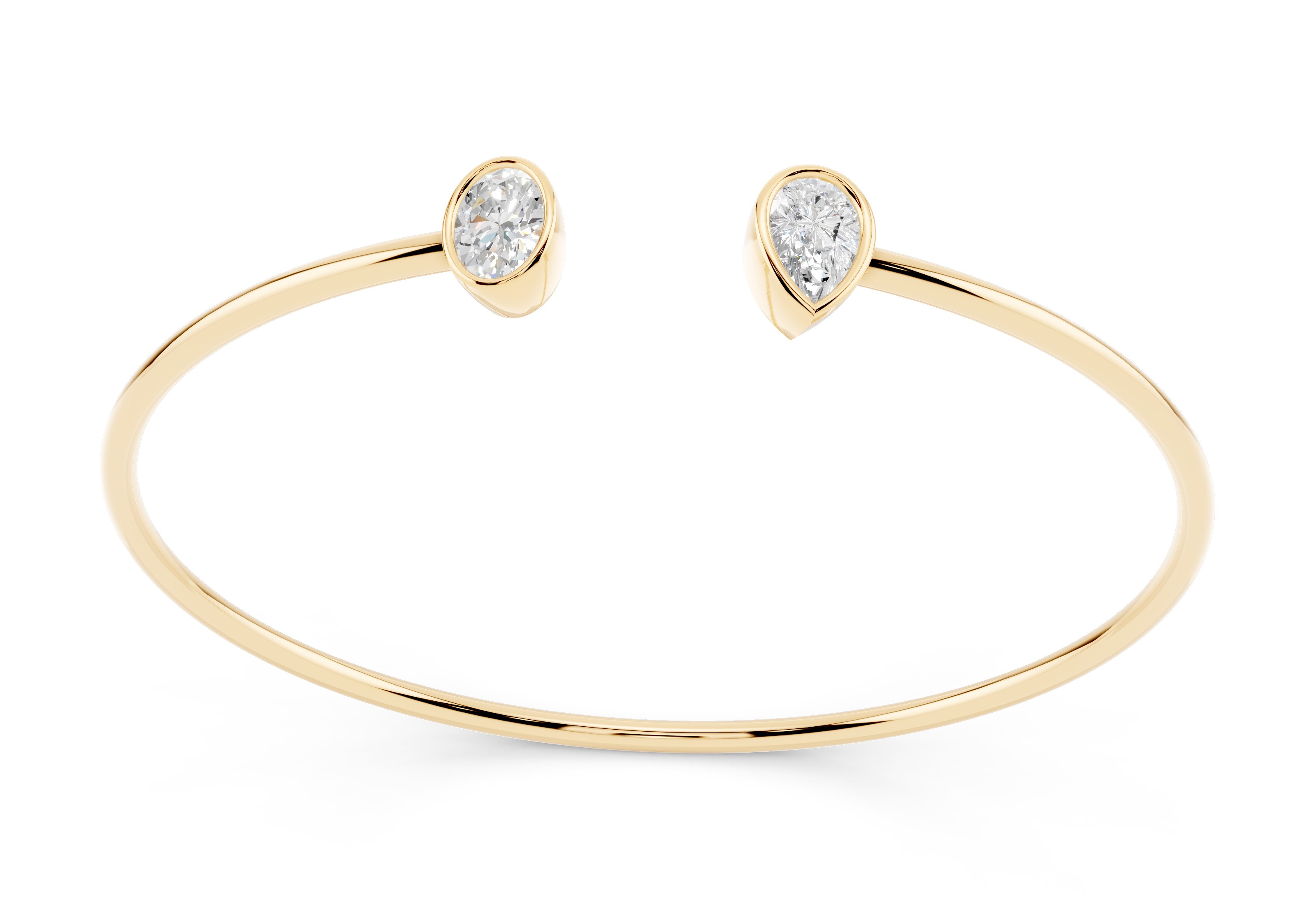 Toi et Moi Oval Pear Lab Grown Diamond Bangle Bracelet