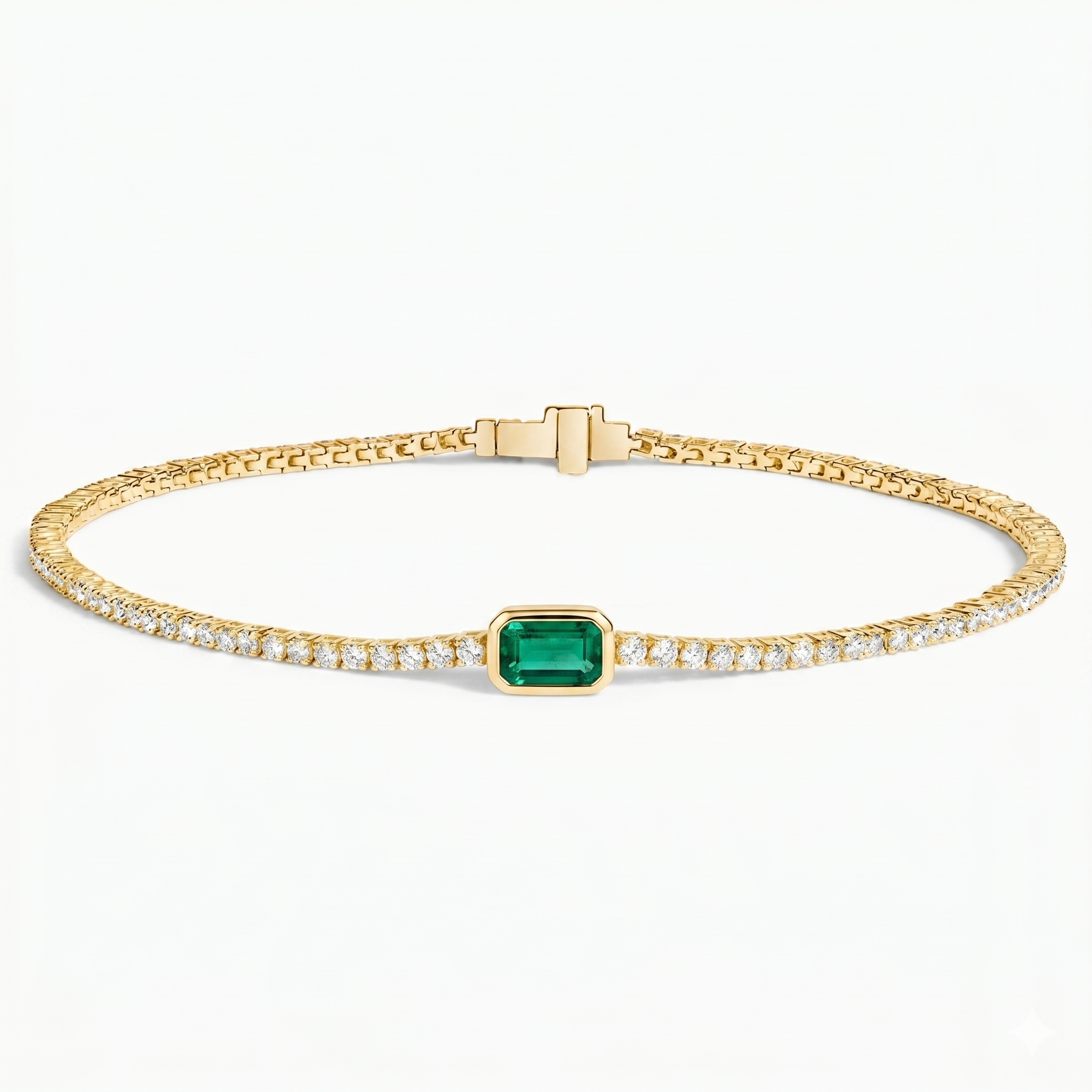 Tennis Emerald Bezel Centre Lab Grown Diamond Tennis Bracelet