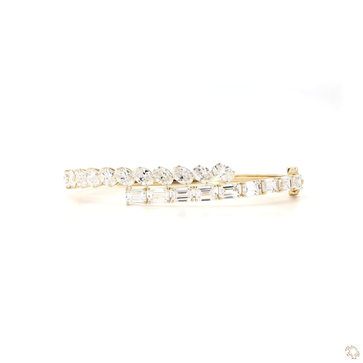 Oval Emerald Overlap Marquise Lab Grown Diamond Bangle Bracelet