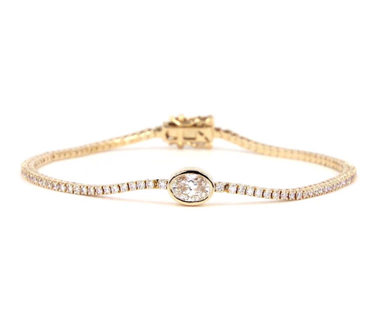 Oval Bezel Stationed Lab Grown Diamond Bracelet