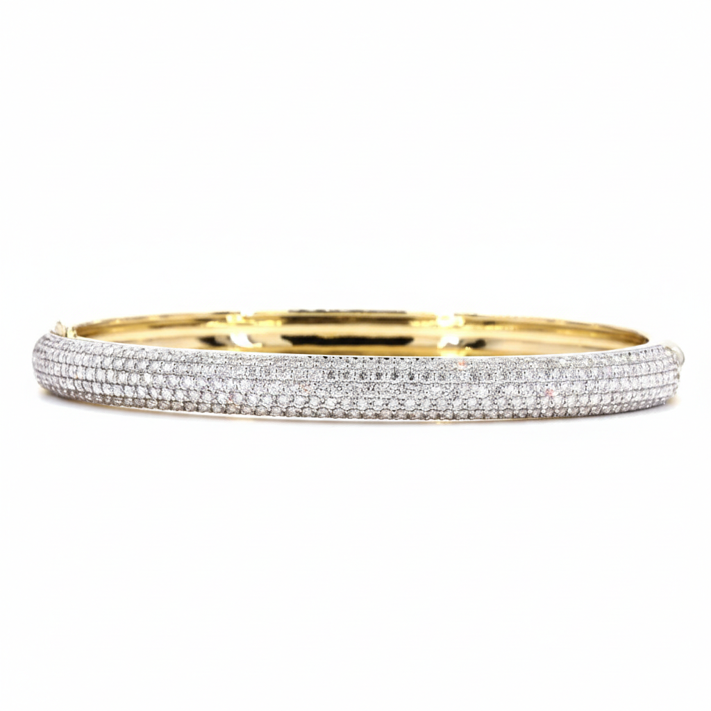 Round Half Pave Lab Grown Diamond Bangle Bracelet