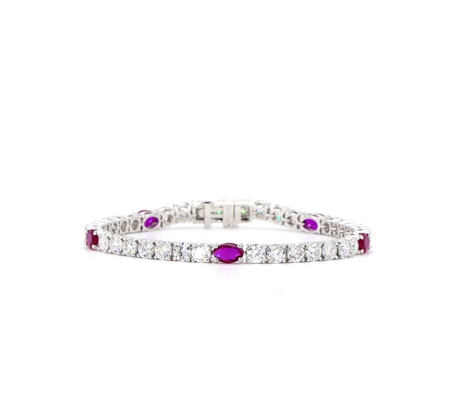 Stationed Tennis Marquise Gemstone & Lab Grown Diamond Tennis Bracelet