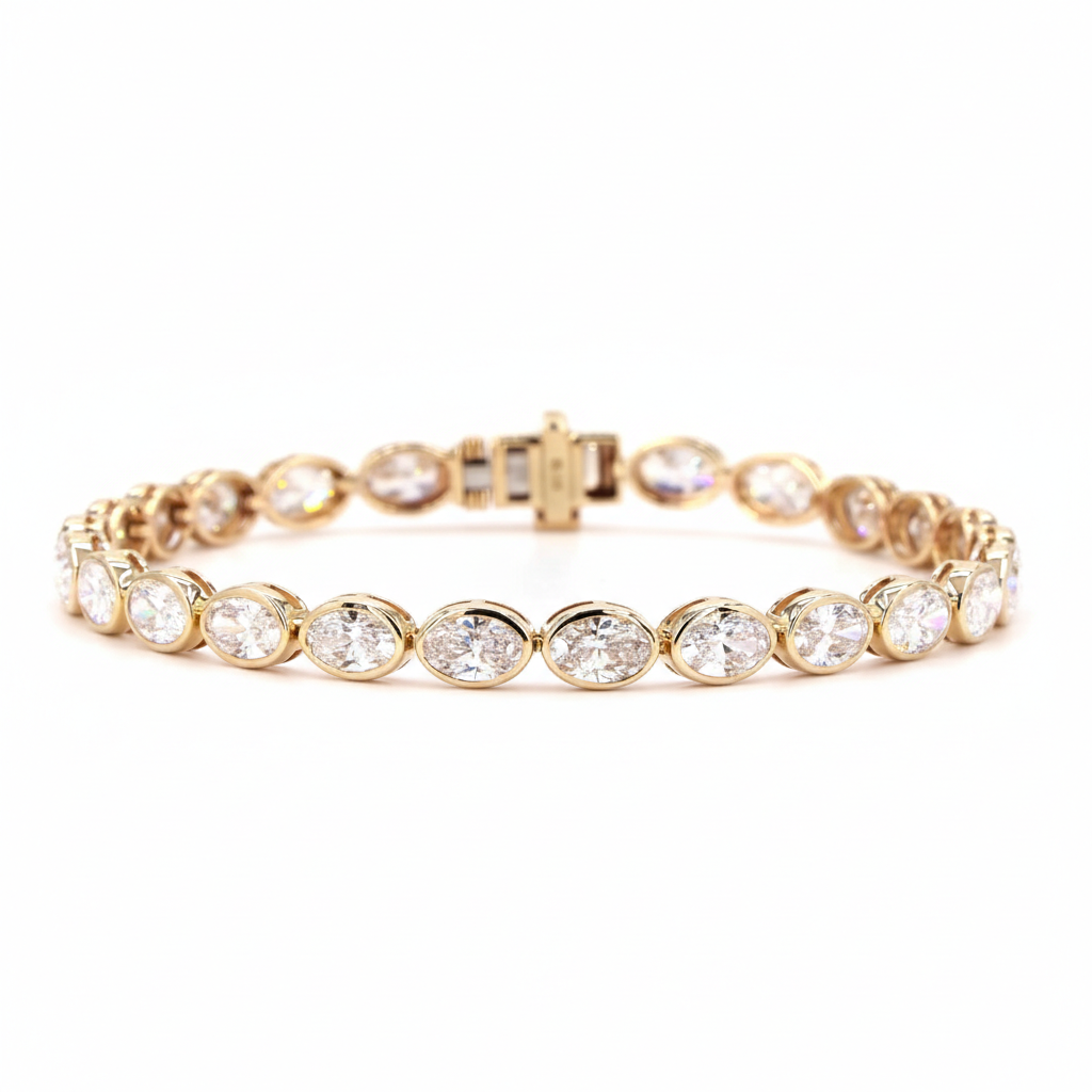 Tennis Oval Bezel East West Lab Grown Diamond Tennis Bracelet