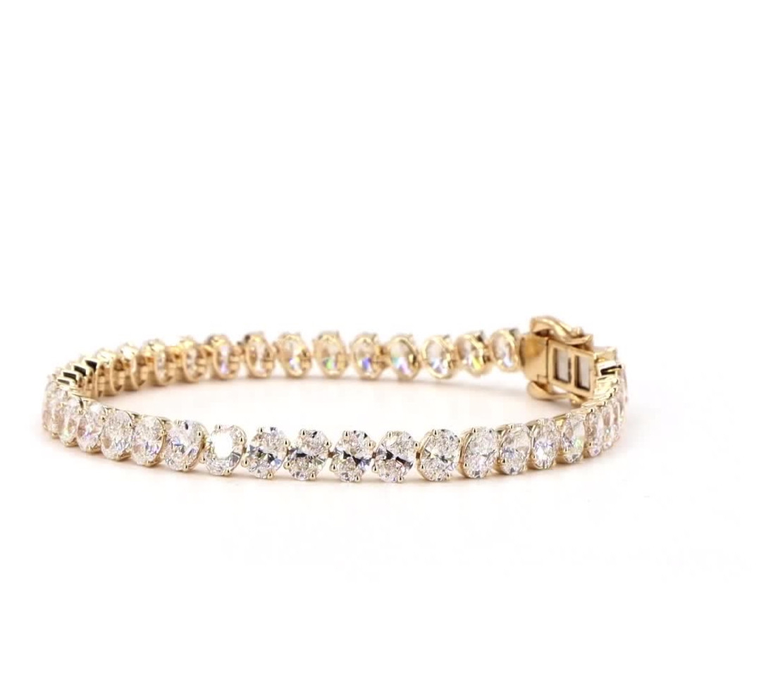 Oval Tennis Tilted Lab Grown Diamond Tennis Bracelet