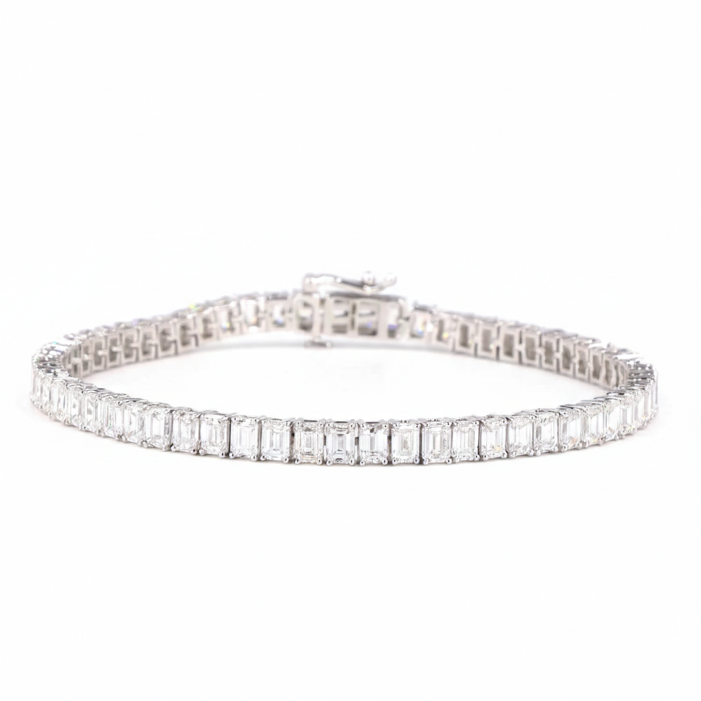 Emerald North South Lab Grown Diamond Tennis Bracelet