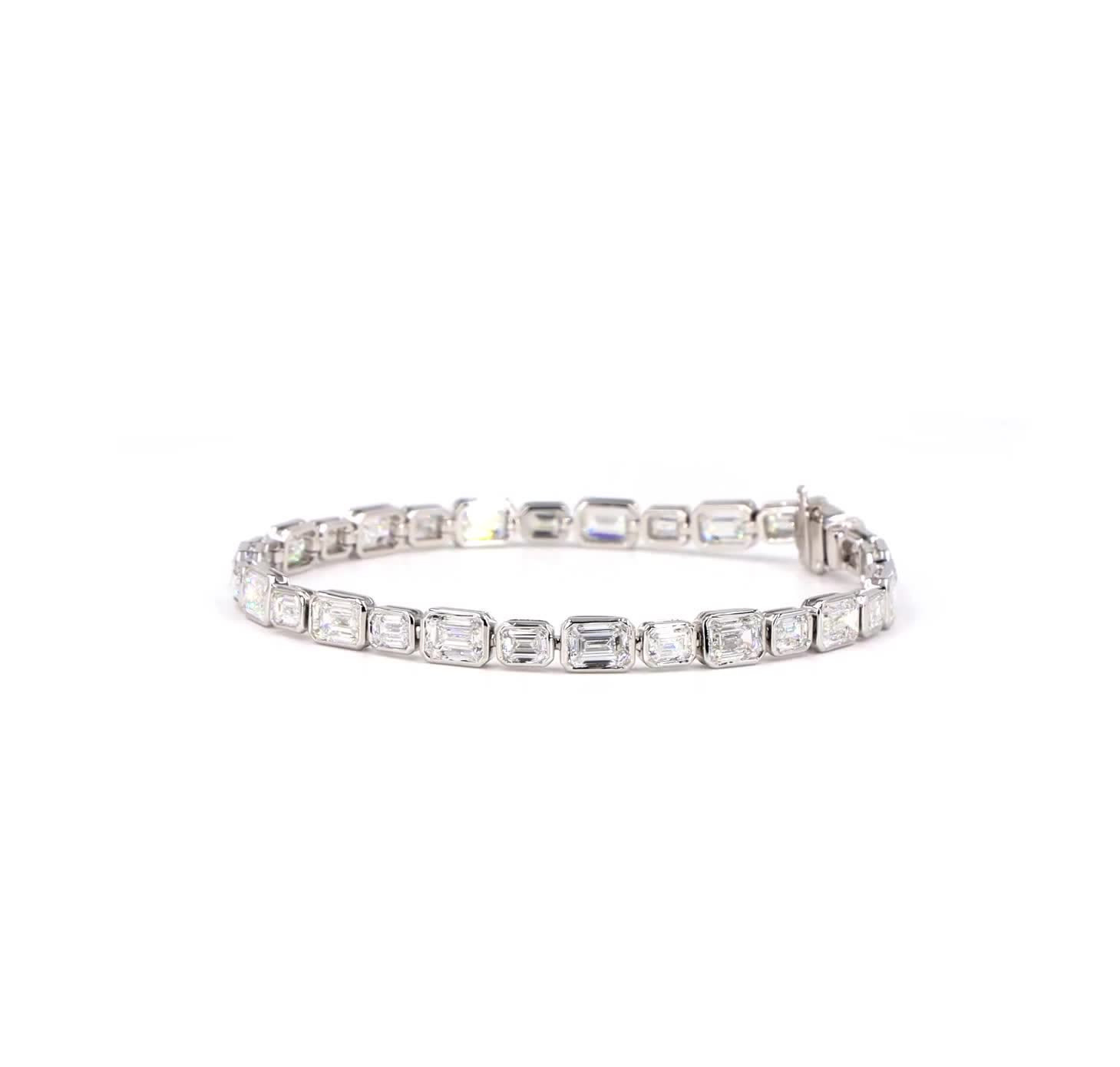 Tennis Emerald Bezel Alternating Lab Grown Diamond Tennis Bracelet