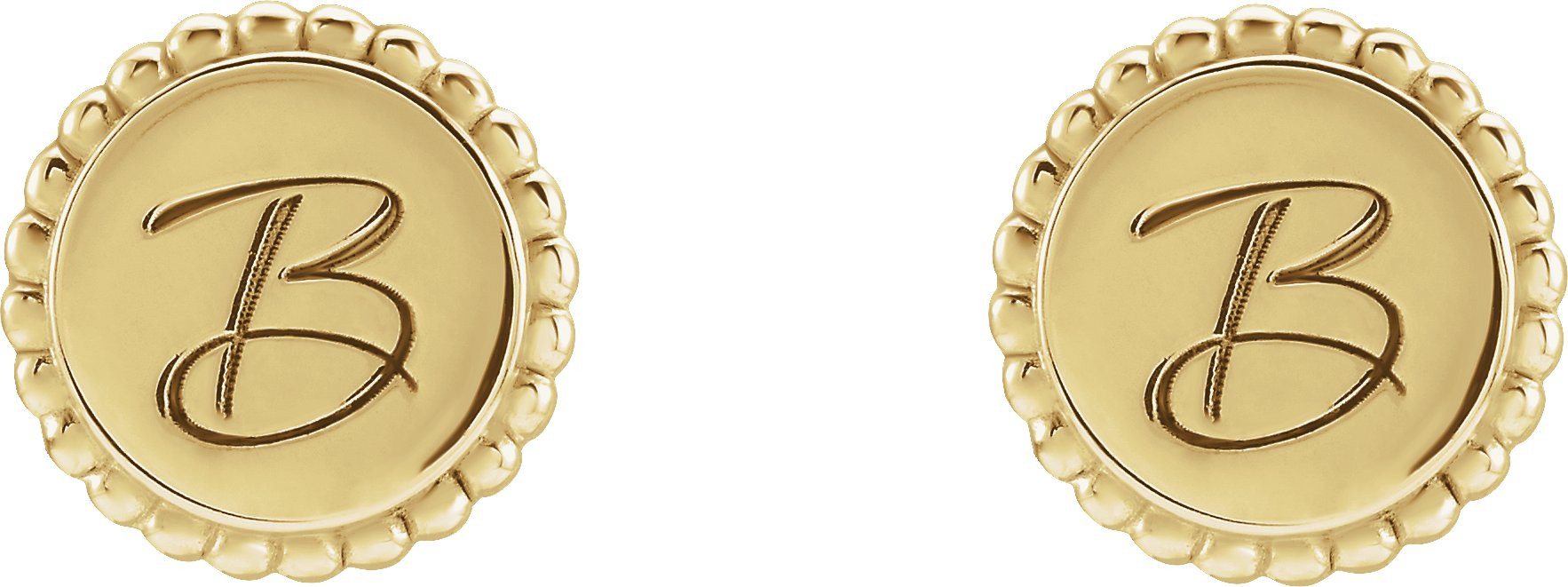 18K Yellow Gold Vermeil Engravable Beaded Earrings