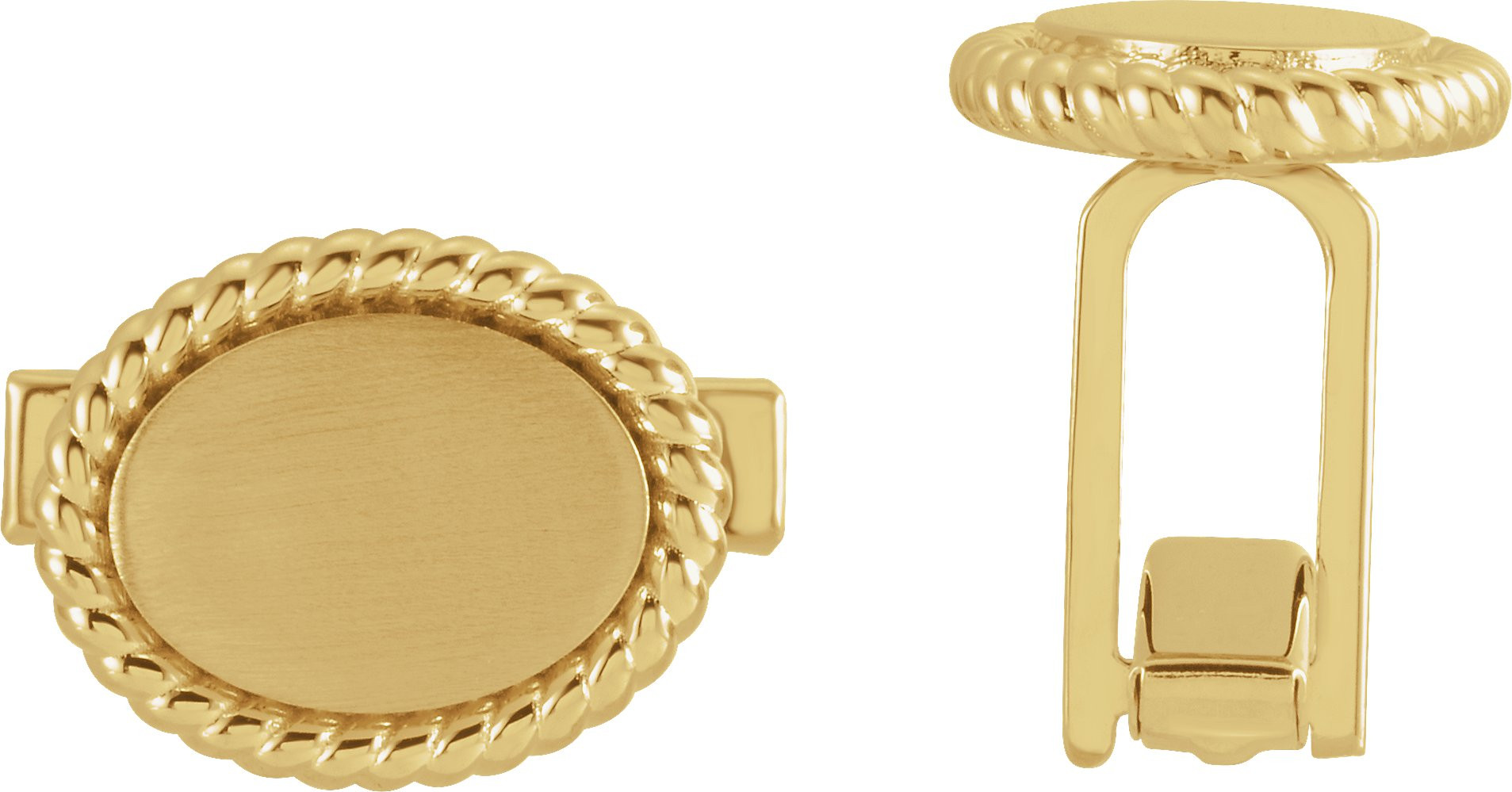 14K Yellow Gold Vermeil 15.6x12.5 mm Rope Pattern Cuff Links