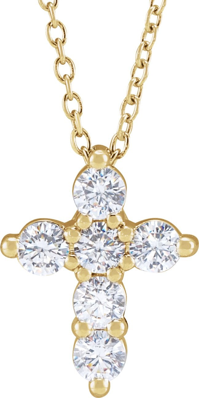 14K Yellow Gold Vermeil 1/2 CTW Lab-Grown Diamond Cross 18" Necklace