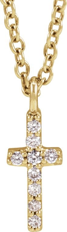 14K Yellow Gold Vermeil .03 CTW Lab-Grown Diamond Cross 18" Necklace