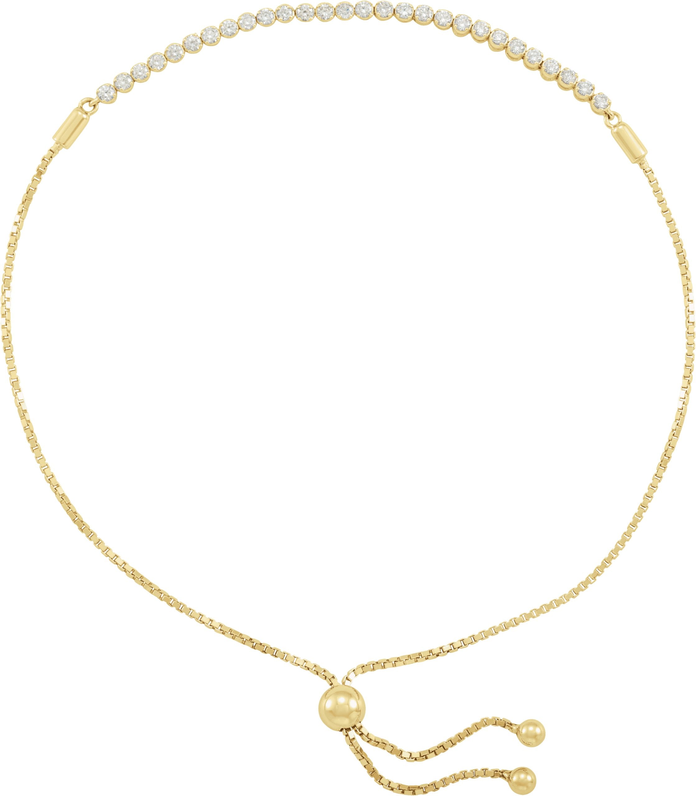 14K Yellow Gold Vermeil 1/2 CTW Lab-Grown Diamond Bolo 9 1/2" Bracelet